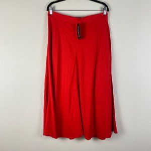 Banana Republic Linen Blend Midi Skirt Womens Large True Red Pull On